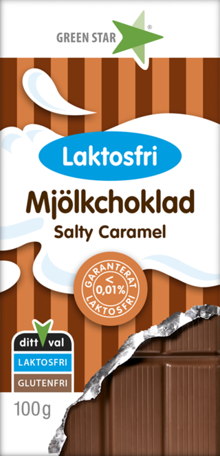 Obrázek produktu Green star mléčná čokoláda bez laktózy, slaný karamel 100g
